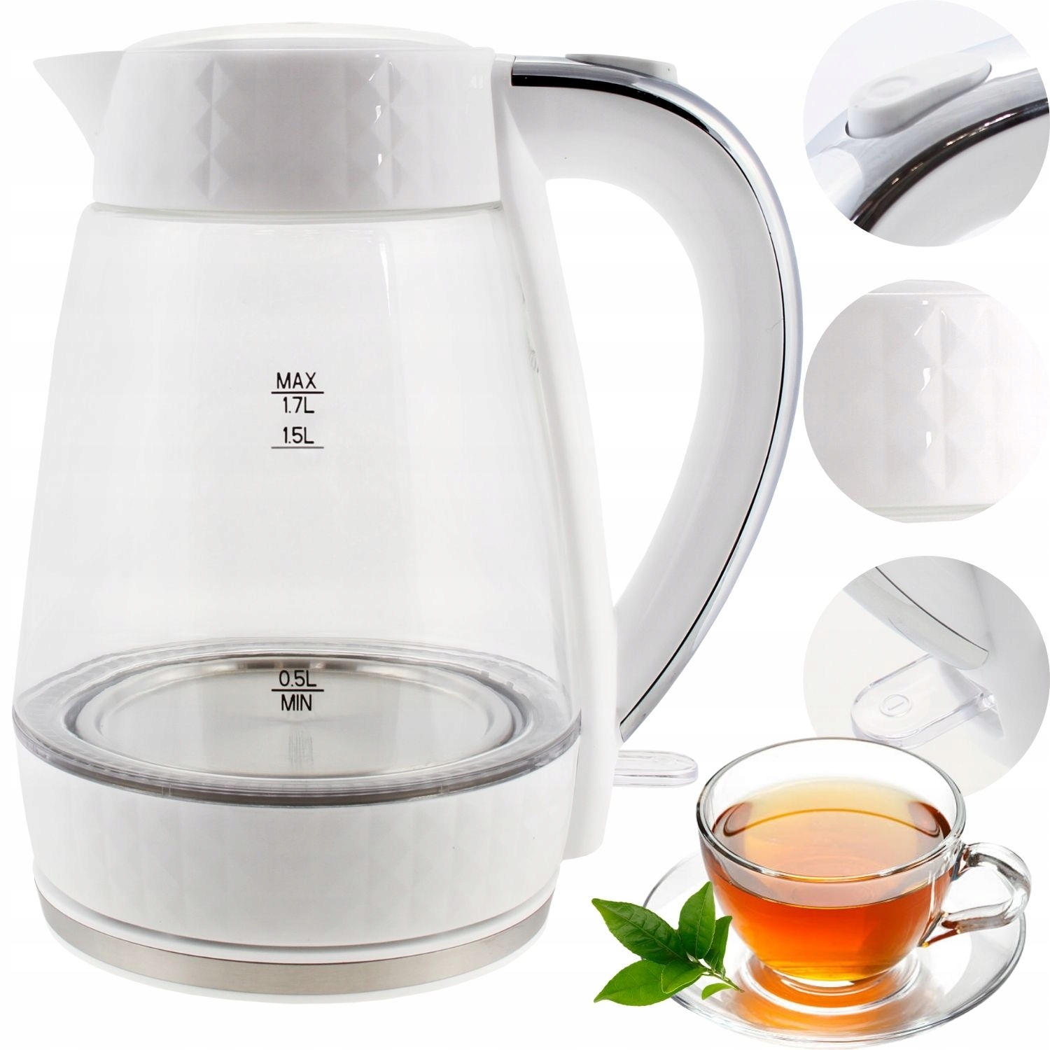 Rýchlovarná kanvica Łucznik PK 2018 2200 W 1,7 l biela